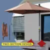 Best 2m Half Parasol Market Umbrella Garden Balcony Parasol with Crank Handle, Base, Double-Sided Canopy, Coffee - Image 6