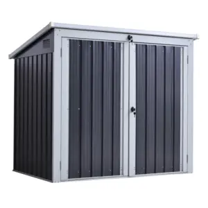 Best 3.2 x 5.1ft Corrugated Steel Two-Bin Storage Shelter - Black