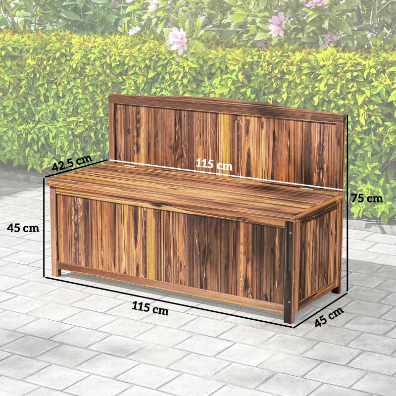Best Wood Storage Bench for Patio Furniture, Outdoor Garden Seating Tools, Brown - Image 3