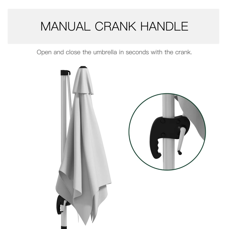 Best Square Cantilever Garden Parasol, with Five-Position Canopy - White - Image 7