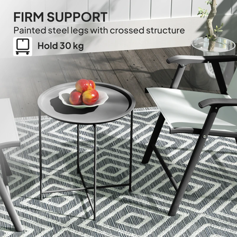 Best Steel Removable Tray Top Garden Table - Black - Image 5