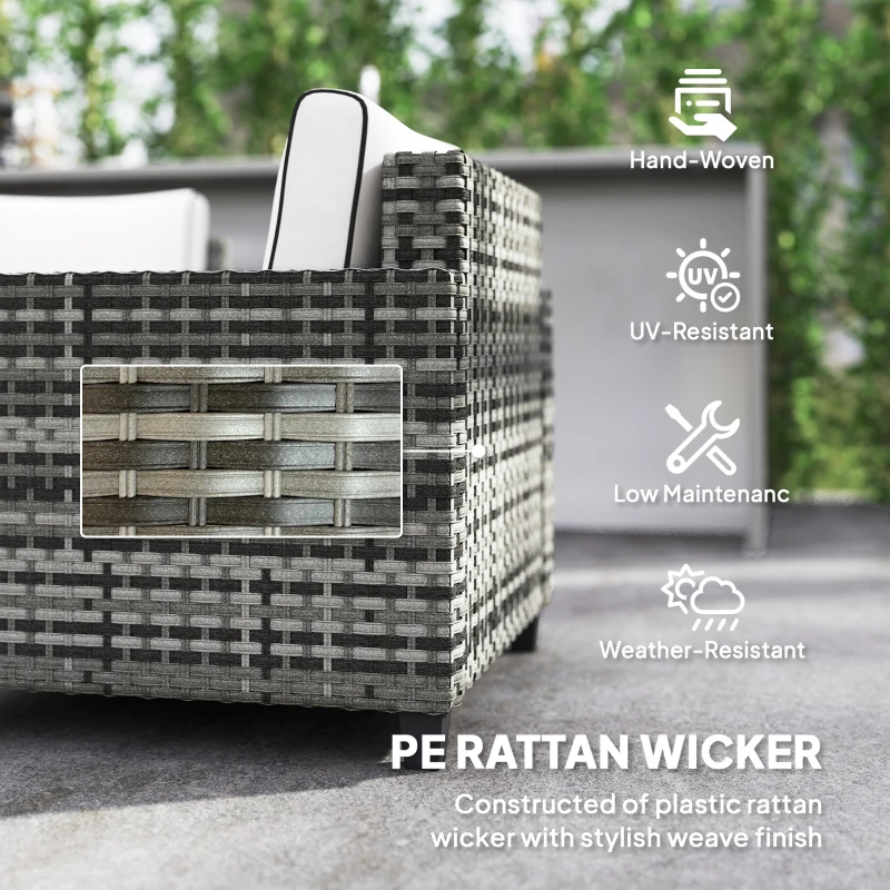 Best Six-Piece Modular Rattan Sofa Set - Light Grey - Image 5