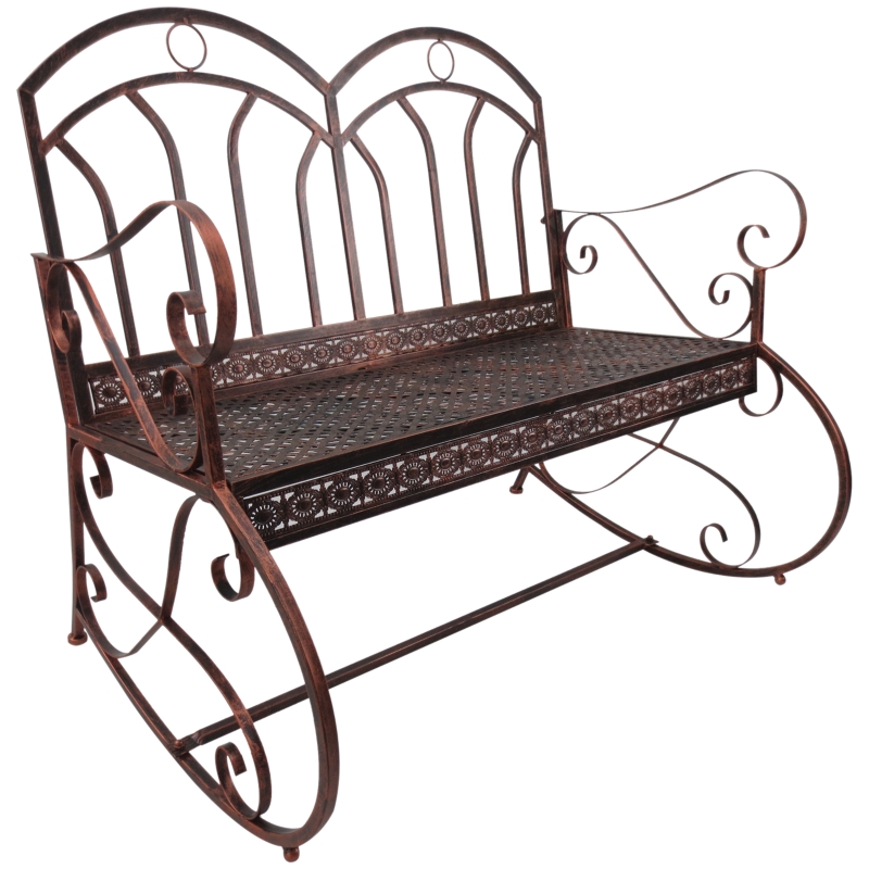 Outdoor Iron Rocking Chair-Bronze Red - Image 10