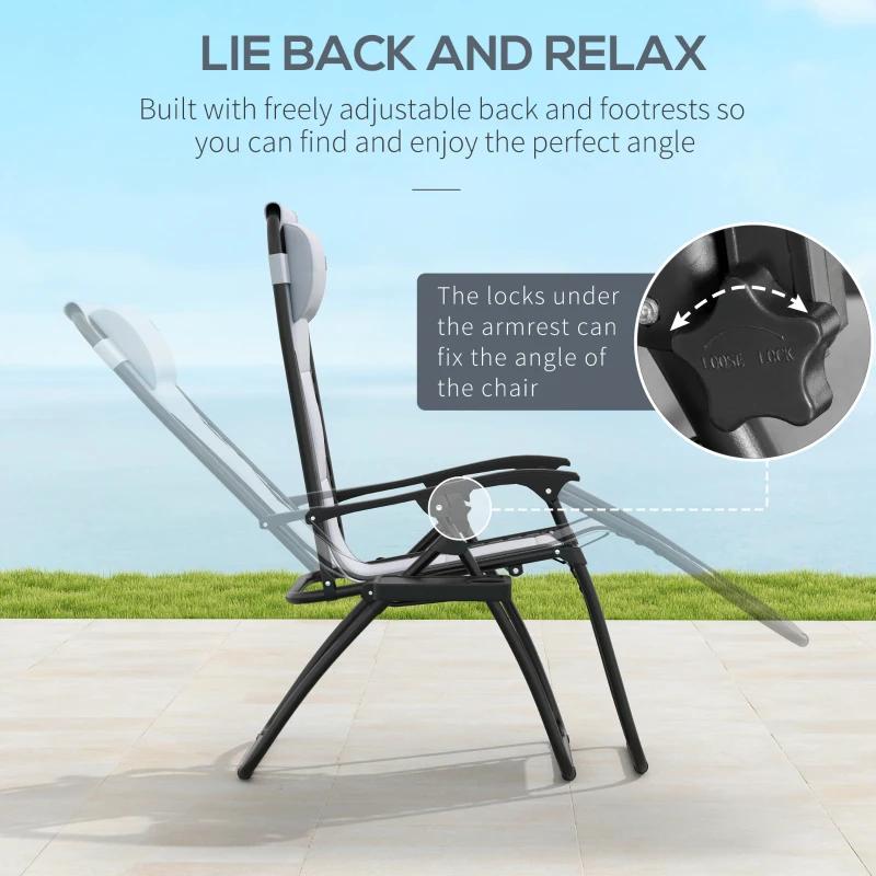 Best Zero Gravity Lounger Chair Set of 2, Folding Reclining Patio Chair with Padded Seat, Cup Holder, Soft Cushion and Headrest for Poolside, Camping, Grey - Image 4