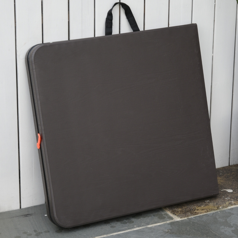 Best 4FT Portable Metal Picnic Table, 22Lx61Wx53/71.5H cm-Black/Brown - Image 11