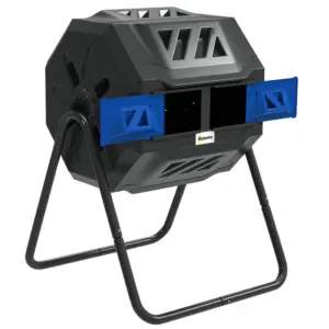 Best 160L 360° Rotating Dual Chamber Composter - Blue