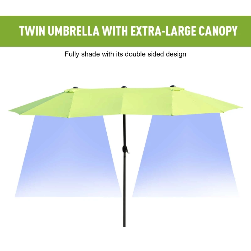 Best Double-side Umbrella Parasol, Φ2.7x4.6Wx2.4H m-Grass Green - Image 4