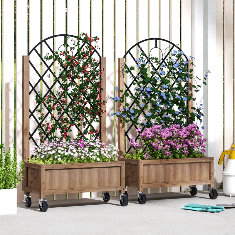 Best Wooden Planter, with Metal Trellis - Brown/Black - Image 2