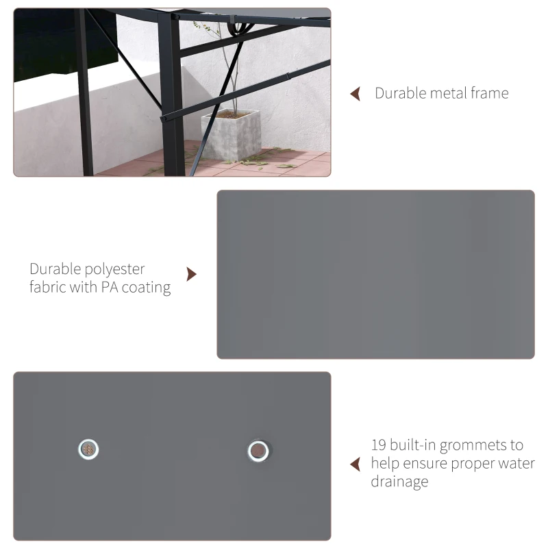 Best 3 x 2.5m Patio Metal Gazebo Door Window Awning Wall Mount Metal Outdoor Shelter Charcoal Grey - Image 6