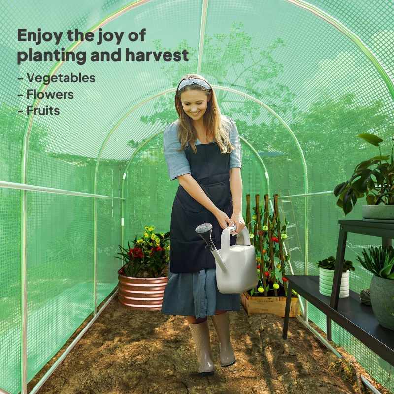 Best 3 x 2 x 2m Polytunnel Greenhouse with Hinged Door, Walk-in Grow House Tent with PE Cover and Galvanised Steel Frame, Green - Image 7