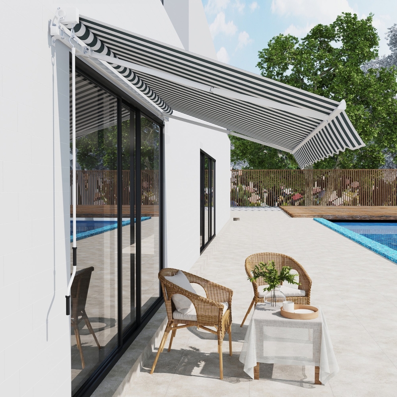 Best Retractable Awning, 2.5x2 m-Dark Green/White - Image 10