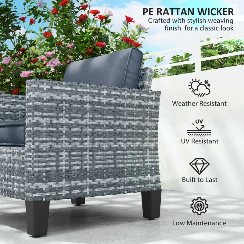 Best Single Rattan Armchair, with Cushions - Light Grey - Image 4