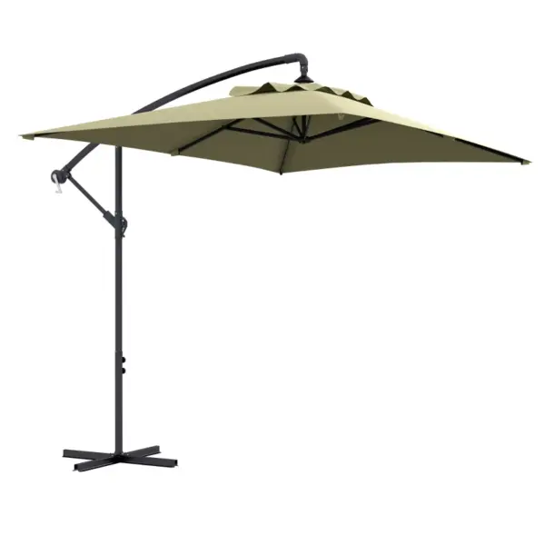 Best 3m Square Canopy Cantilever Parasol, with Cross Base - Beige