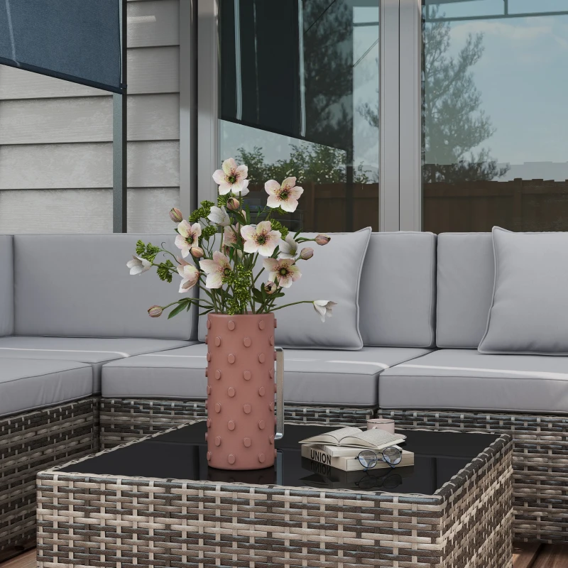 Best Seven-Piece Rattan Garden Set, with Glass-Top Table - Mixed Grey - Image 8