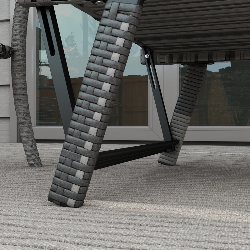 Best 2 Seater Rattan Sofa with Cushions, 2-in-1 PE Rattan Daybed Sofa with Left Up or Down Armrests, Garden Chaise Lounger Loveseat for Outdoor, Patio, Mixed Grey - Image 10