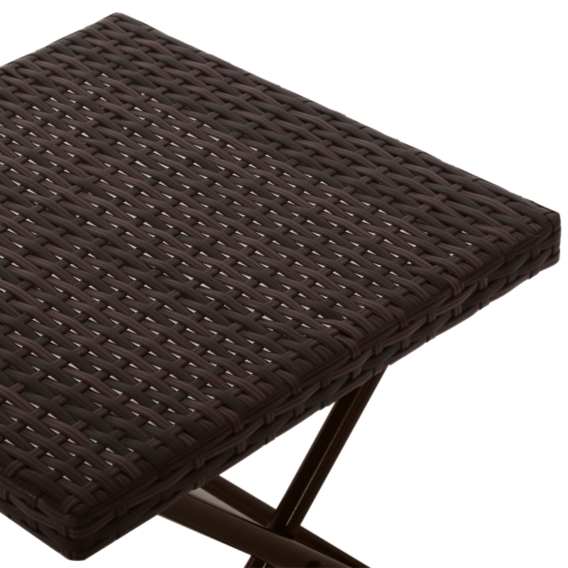 Best Folding Rattan Garden Coffee Table, Small Square Outdoor Bistro Side Table with Rattan Top for Patio, Balcony, Porch, 40 x 40 x 40 cm, Brown - Image 9