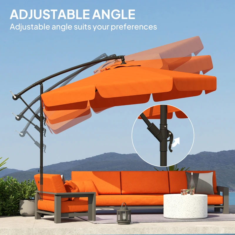 Best 2.7m Garden Cantilever Banana Parasol - Orange - Image 5