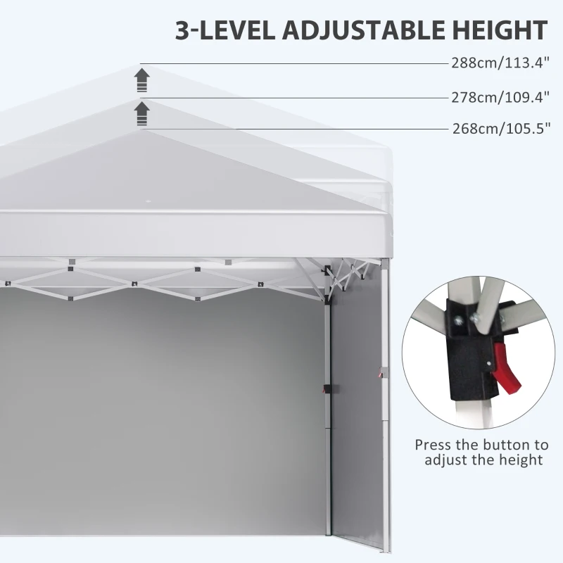 Best 3 x 3 (M) Pop Up Gazebo, UPF 30+ with 2 Sidewalls, Leg Weight Bags and Wheeled Bag, Height Adjustable Party Tent Event Shelter for Garden, Patio, White - Image 6