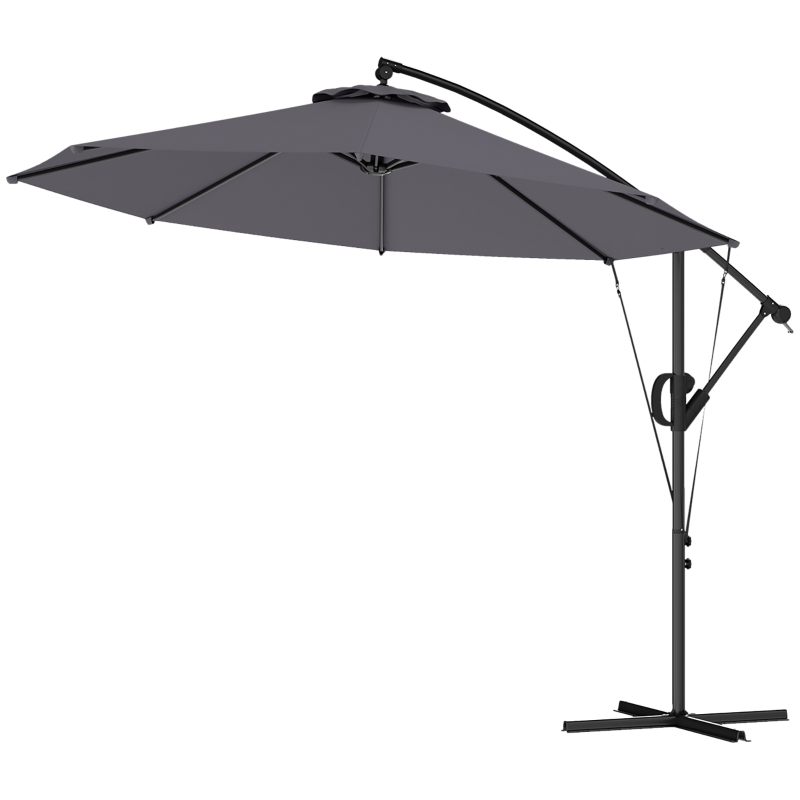 Best 3(m) Garden Cantilever Parasol with Cover and Wind Protection Strap, Round Overhanging Umbrella with Crank Handle and Tilt, Banana Patio Umbrella for Outdoor Sun Shade, UPF50+, Grey - Image 11