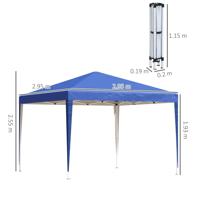 Best 3 x 3M Garden Pop Up Gazebo Height Adjustable Marquee Party Tent Wedding Canopy with Carrying Bag, Blue - Image 3