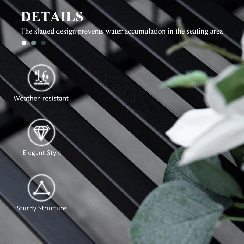 Best Steel Frame Outdoor Garden Arch w/ 2-Seater Bench Flower Climber Black - Image 5