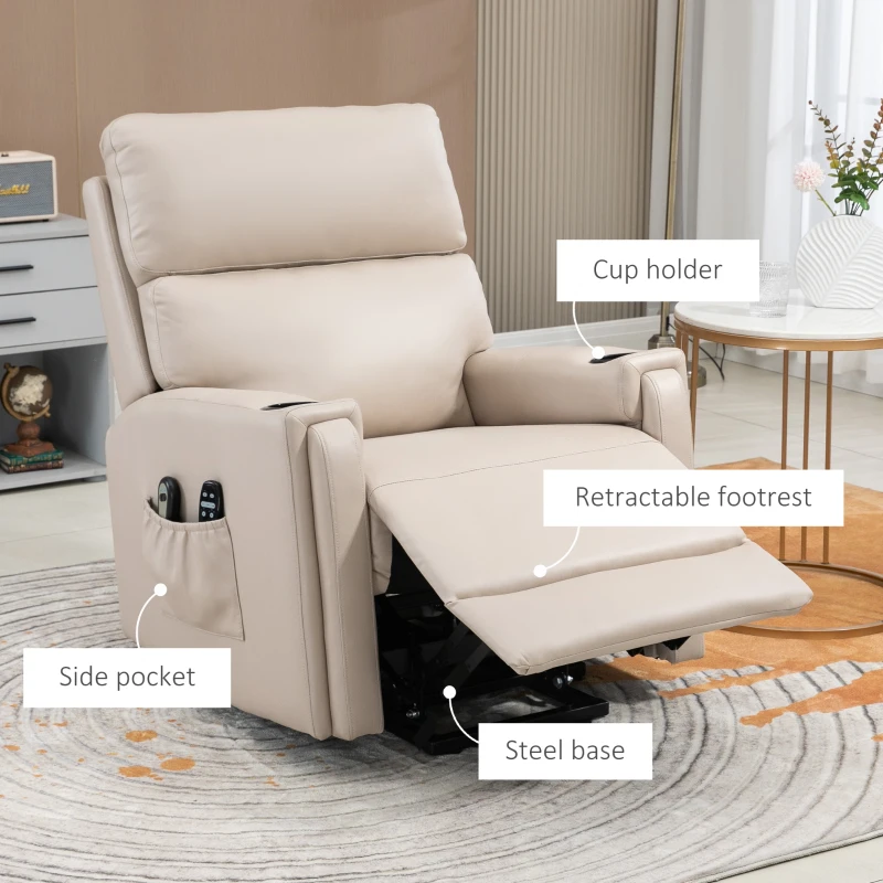 Best Electric Riser and Recliner Chair, with Massage and Heat - Beige - Image 8