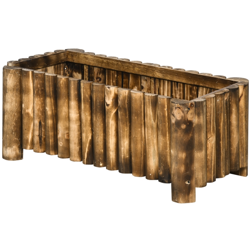 Best 52L Raised Flower Bed Wooden Rectangular Planter Container Box Herb Pot Flower Pot 78L x 35W x 30H (cm) - Image 13