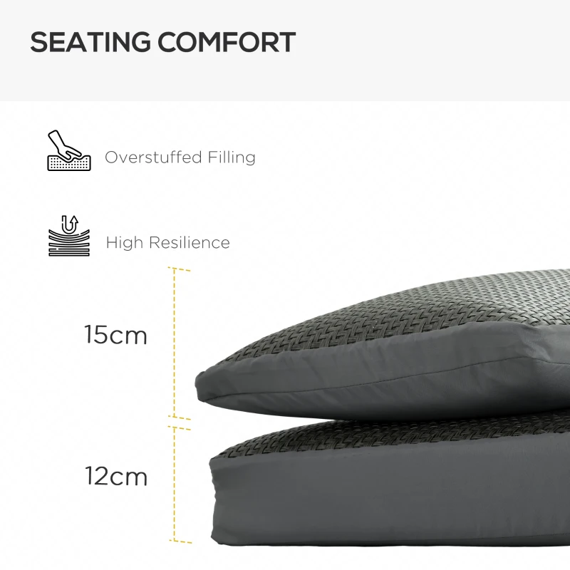 Best 2-Piece Back and Seat Cushion Pillows Replacement, Fabric and PE Rattan Patio Chair Cushions Set, Grey - Image 5