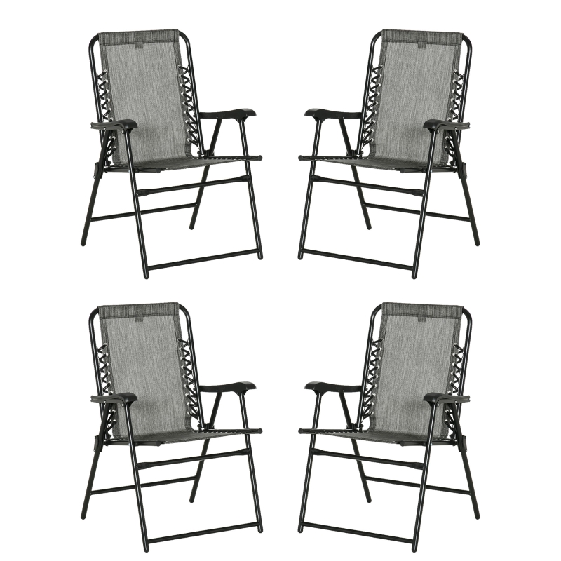 Best Pieces Patio Folding Chair Set, Outdoor Portable Loungers for Camping Pool Beach Deck, Lawn Chairs with Armrest Steel Frame, Mixed Grey - Image 11