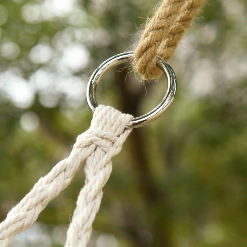 Best Hanging Hammock Chair Cotton Rope Porch Swing with Metal Frame, Large Macrame Seat for Patio, Garden, Bedroom, Living Room, Cream White - Image 10