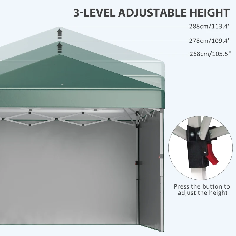 Best 3 x 3 (M) Pop Up Gazebo, UPF 30+ with 2 Sidewalls, Leg Weight Bags and Wheeled Bag, Height Adjustable Party Tent Event Shelter for Garden, Patio, Green - Image 6