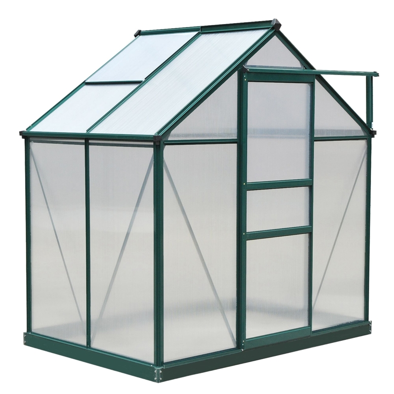 Best 6 x 4ft Polycarbonate Greenhouse, Large Walk-In Green House with Slide Door and Window, Garden Plants Grow House with Aluminium Frame and Foundation, Dark Green - Image 11