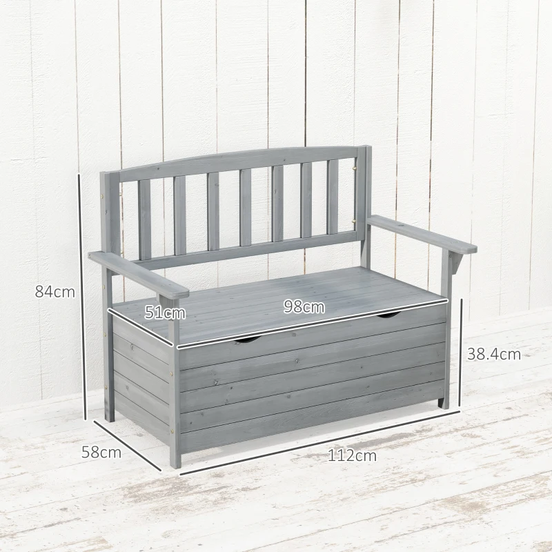 Best Two-Seater Garden Storage Bench - Grey - Image 3