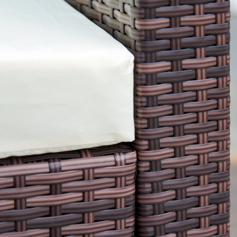 Best 6 Pieces Rattan Garden Furniture Set, 5 Seater Sectional Garden Corner Sofa Set with Glass Top Coffee Table, Cushions and Pillows, All-Weather Wicker Conversation Furniture, Cream White - Image 9