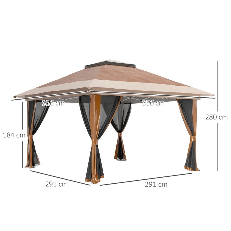 Best 3.6 x 3.6m Pop-Up Gazebo, with Accessories - Brown - Image 3