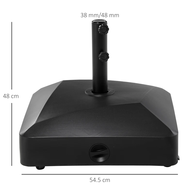 Best Garden Parasol Base Holder, 43kg Water or 60kg Sand Filled, Outdoor Market Umbrella Stand Weight with Wheels and Brakes, Black - Image 3