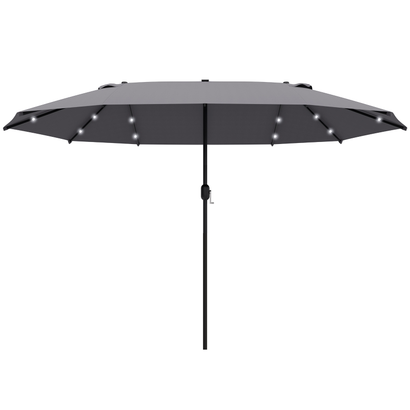 Best 4.4m Double-Sided Sun Umbrella Patio Parasol LED Solar Lights Dark Grey