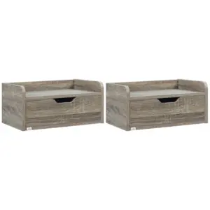 Best Floating Nightstand Set of 2 Wall Mounted Bedside Table with Storage Drawer for Bedroom, Grey
