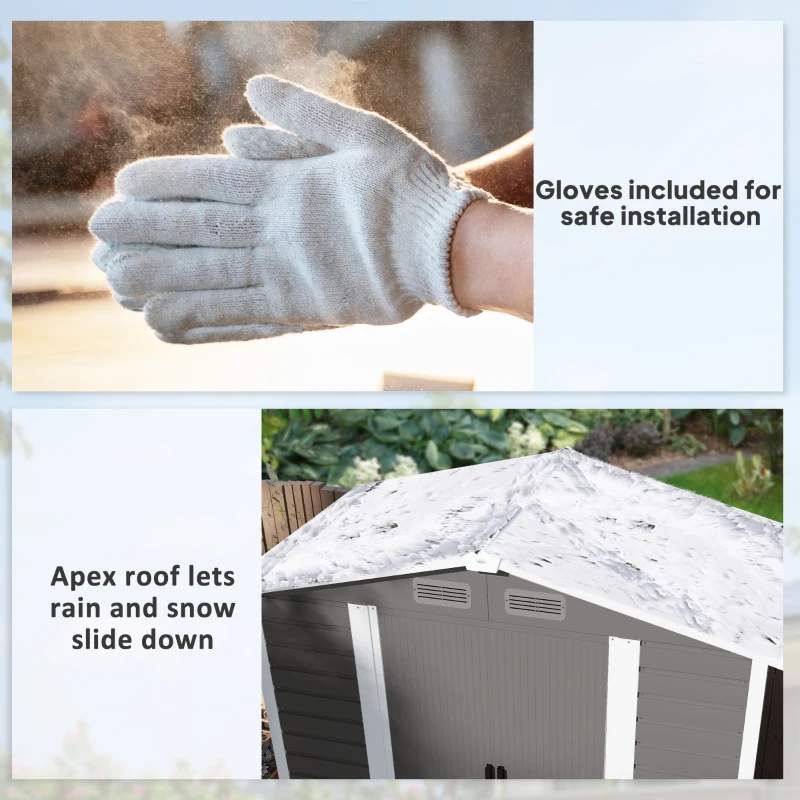 Best 7 x 4ft Garden Shed, Easy to Assemble, Upgraded Galvanised Steel Frame with Foundation Kit, Double Doors with Lock, Outdoor Metal Shed with Vents and Gloves, Garden Storage Shed, Light Grey - Image 7