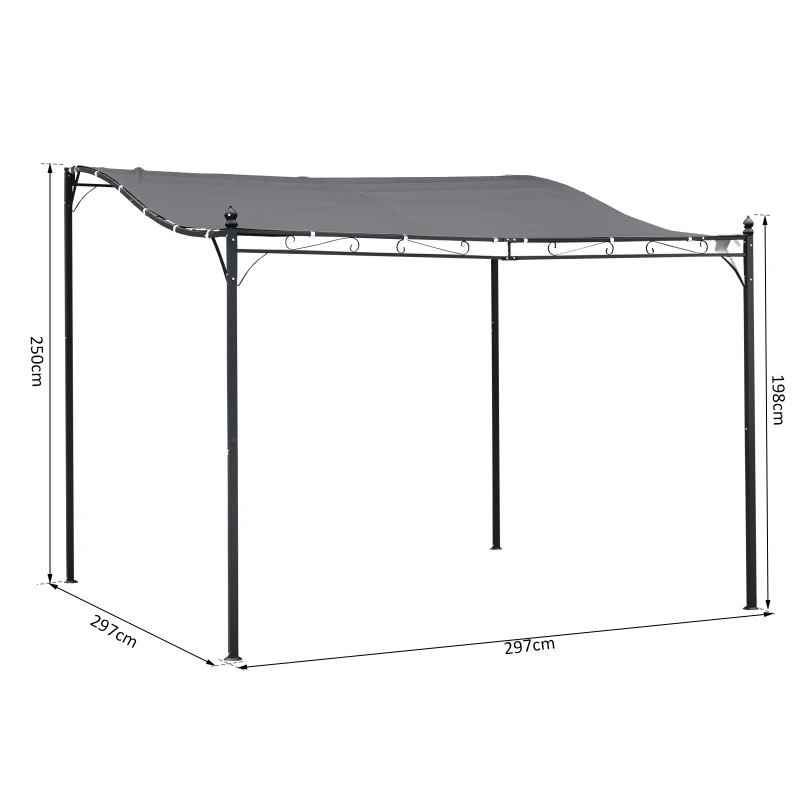 Best 3x3m Freestanding Metal Wall Awning Canopy Grey - Image 3