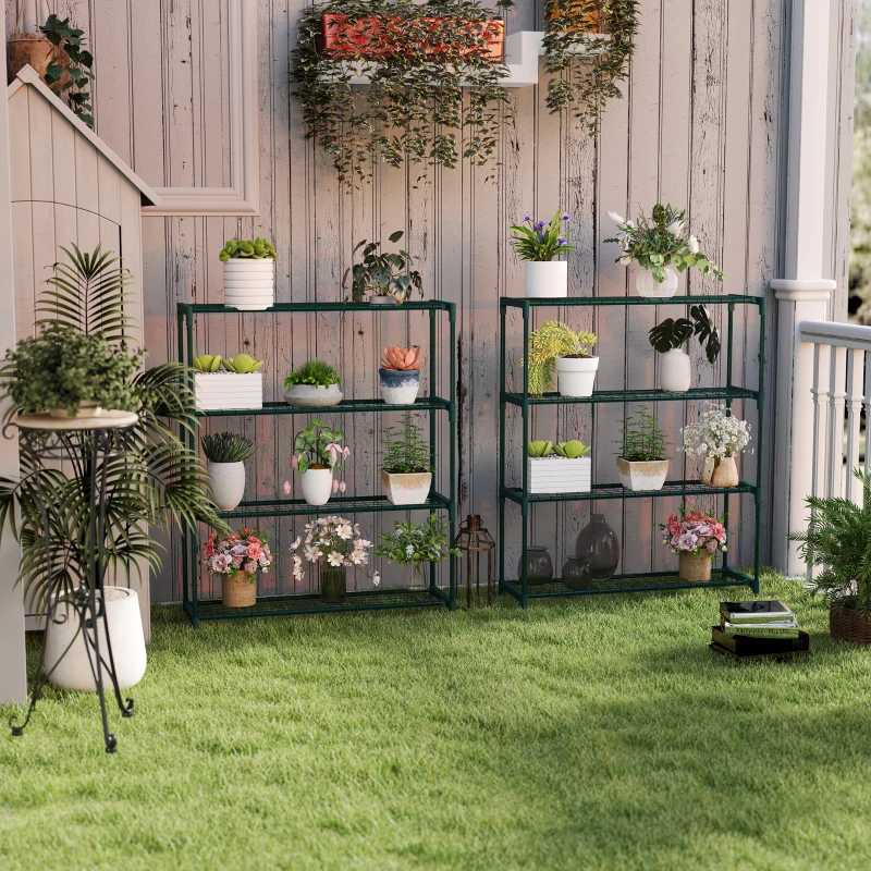 Best Modern Plant Stand, 4-Tier Planter Holder with Steel Frame, Outdoor Flower Display Rack for Potted Plants Garden Balcony Decor, Dark Green - Image 2