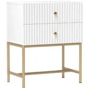 Best Elegant Two-Drawer Bedside Table - White