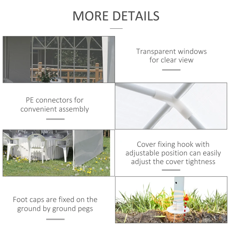 Best 6 x 3 m Party Tent Gazebo Marquee Outdoor Patio Canopy Shelter with Windows and Side Panels White - Image 5