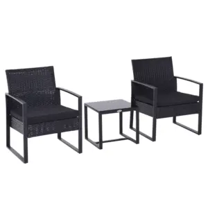 Best 2 Seater Rattan Coffee Set-Black