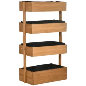 Best Four-Tier Basket Wooden Plant Stand - Orange