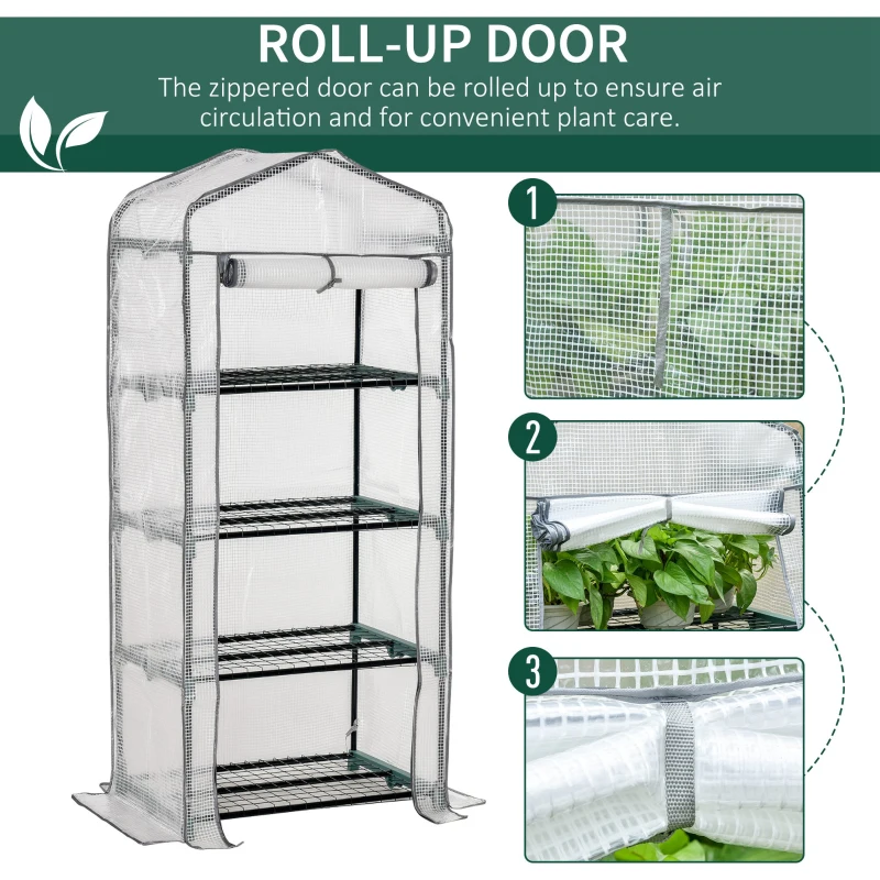 Best 4 Tiers Mini Portable Greenhouse Compact Plant Grow Shed Metal Frame PE Cover 160H x 70L x 50Wcm - Image 6