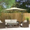 Best 3m Square Canopy Cantilever Parasol, with Cross Base - Beige - Image 10