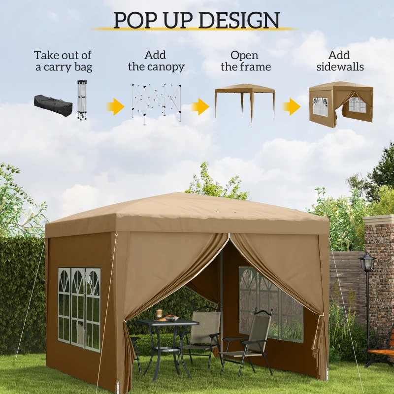 Best 3 x 3(m) Pop Up Gazebo - Khaki - Image 4