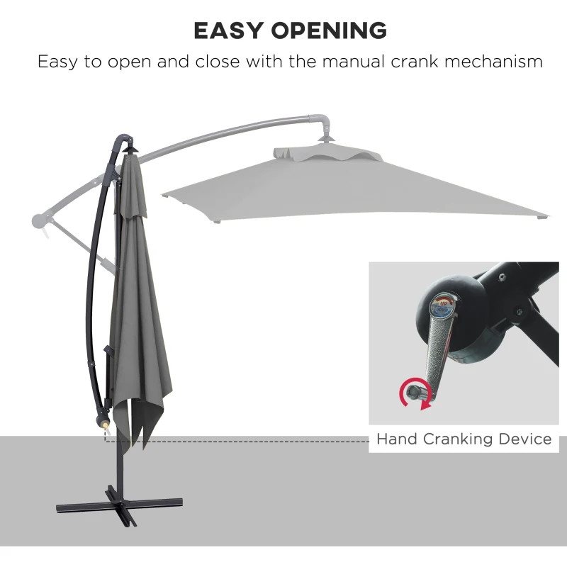 Best 3(m) Cantilever Overhanging Parasol, with Cross Base - Grey - Image 4