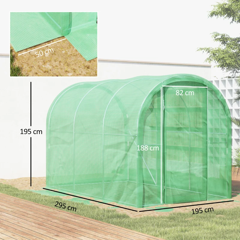 Best 3 x 2 x 2m Polytunnel Greenhouse with Hinged Door, Walk-in Grow House Tent with PE Cover and Galvanised Steel Frame, Green - Image 3